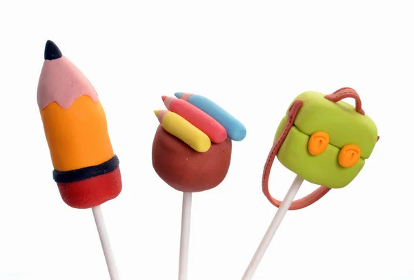 Back School Concept Lollypop Candies White Background — ストック写真