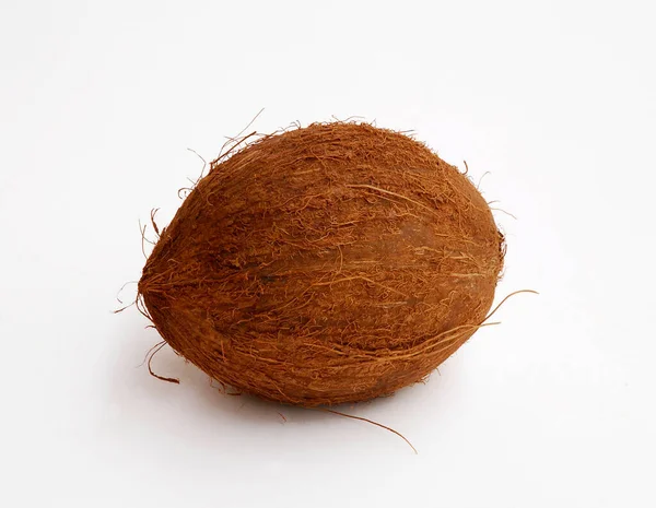 Peeled Coconut Fruit Isolated White Background — стоковое фото