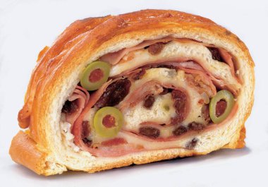 Geleneksel pan de ja, om dilimi. Geleneksel Güney Amerika jambonu dilimi.