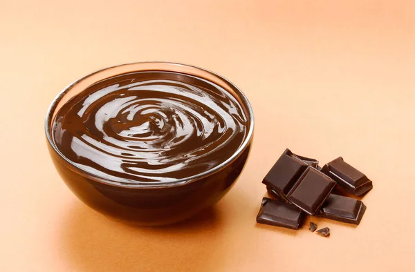 Chocolate Cream Bowl Chocolate Stack — Stock Photo, Image