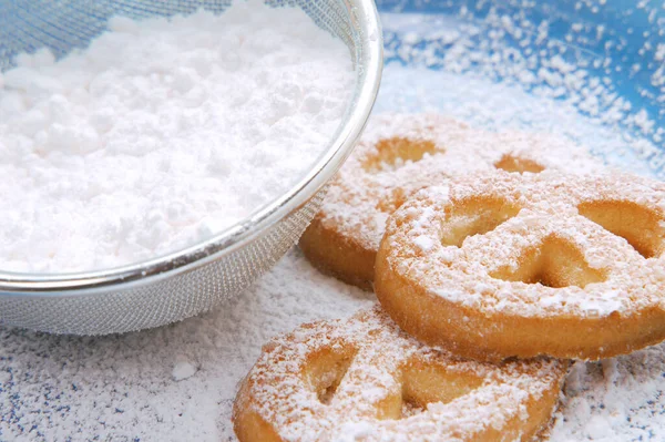 Powdered Sugar Cookies Cooking Table Background — Stock Photo, Image