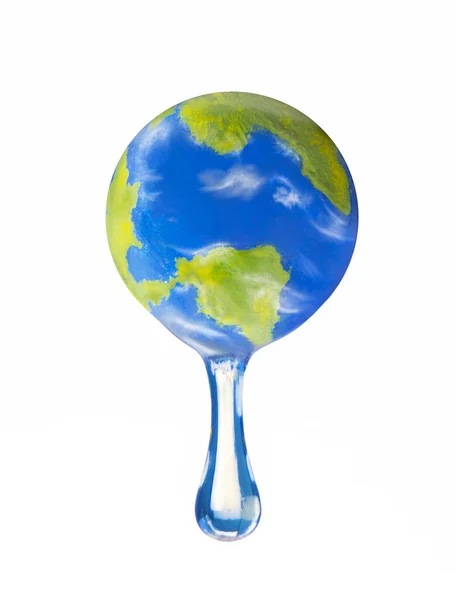Föld Bolygó Elárasztása Globális Felmelegedés Koncepciójából — Stock Fotó