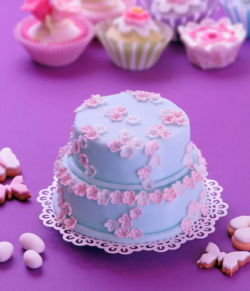 Baby Party Sweet Cake Cupkakes Background — Stock fotografie