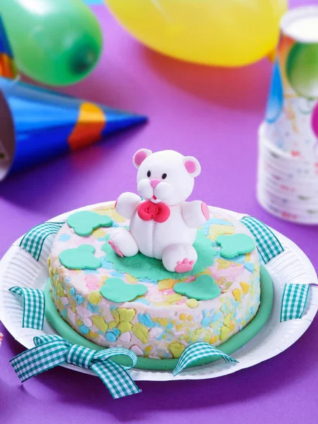Дитячий Дизайн Вечірки Торта Фоні Вечірнього Столу — стокове фото