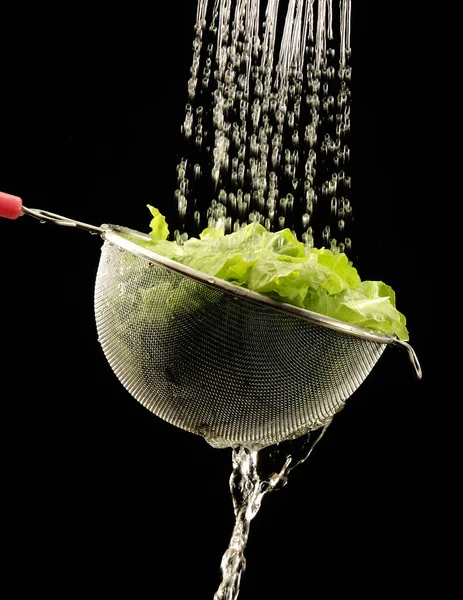 Washing Lettuce Colander — Stock Photo, Image