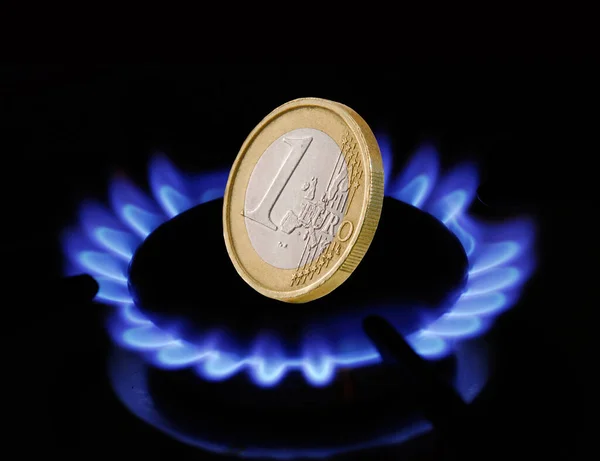 Euromünze Gaskocher Zur Europäischen Gaskrise — Stockfoto