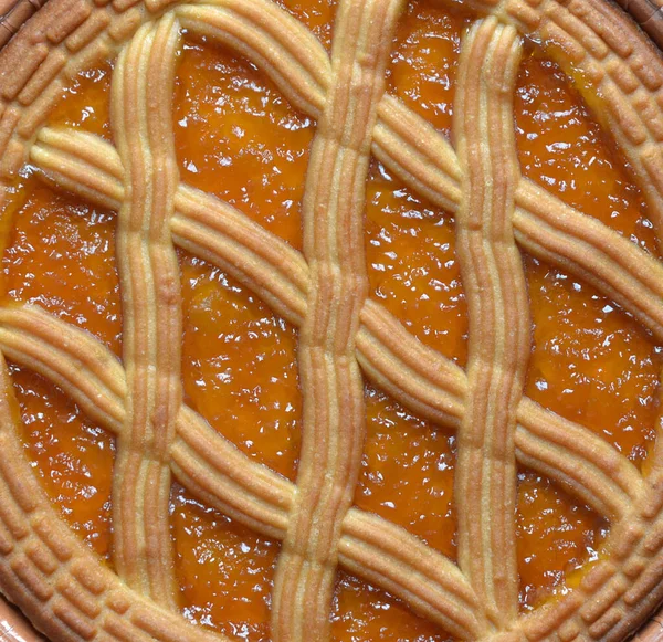 Torta Crostata Alla Marmellata Pesche — Foto Stock