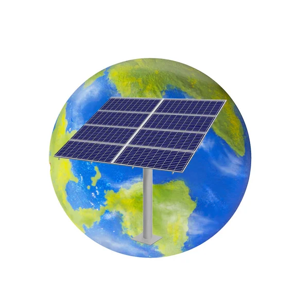 Pannello Solare Sul Pianeta Terra Globo Sul Concetto Energia Alternativa — Foto Stock