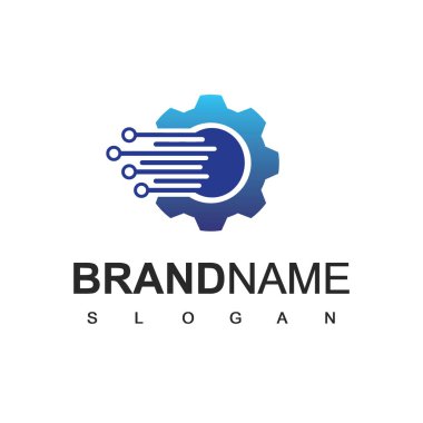 Servis ve Logo Şablonunu Vites ve Teknoloji Sembolü ile Tamir Et