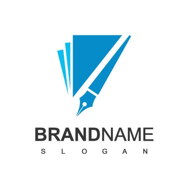 Kitap ve Kalem Logosu Tasarım Şablonu