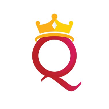 Q harfi sembollü Queen Crown Logo Şablonu