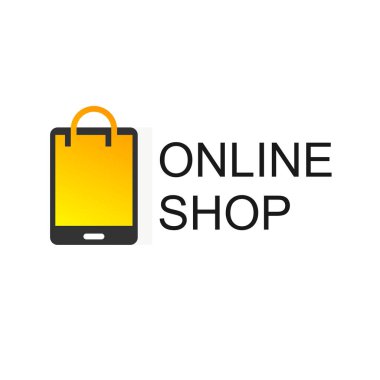 Çevrimiçi Dükkan Logosu Tasarım Şablonu. Alışveriş Torbası Vektör Tasarımı. Dijital Pazar Sembolü