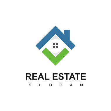 Emlak Logosu tasarım şablonu. Çatı logo vektörü.