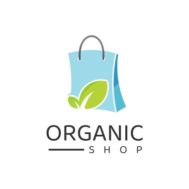 Alışveriş Logosu Tasarım Şablonu, Organik, Doğal, Bitkisel Mağaza Logosu