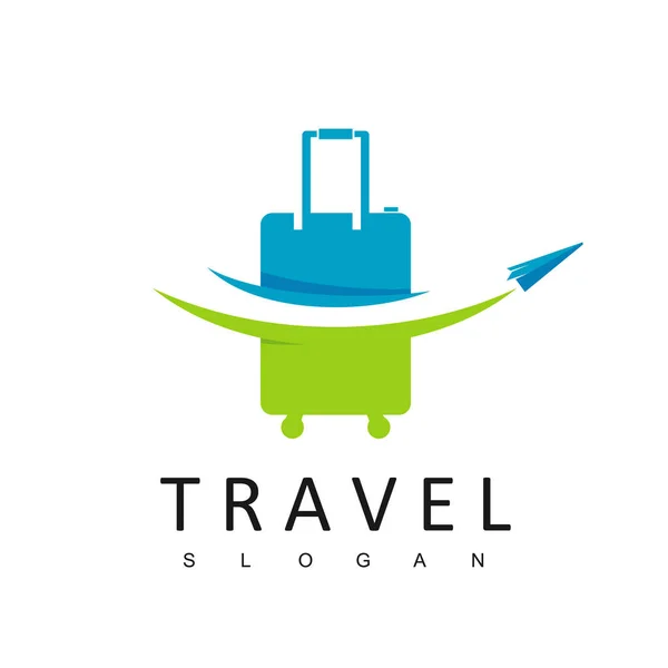 Ξενάγηση Και Ταξιδιωτικό Λογότυπο Πρότυπο Σχεδιασμού Γρήγορη Κίνηση Τσάντα Ταξιδιού — Διανυσματικό Αρχείο