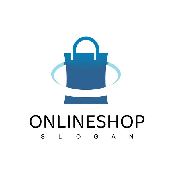 Negozio Online Logo Design Template Shopping Bag Vector Design Simbolo — Vettoriale Stock