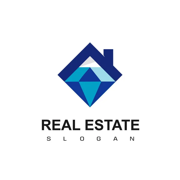 Logo Immobilier Maison Exclusive Avec Symbole Diamant — Image vectorielle