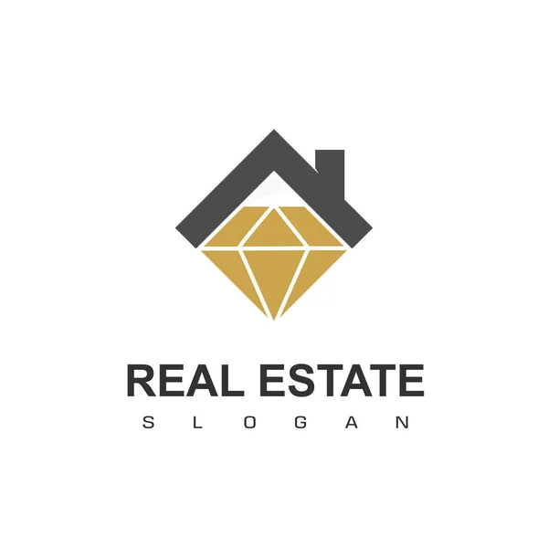 Logo Immobilier Maison Exclusive Avec Symbole Diamant — Image vectorielle