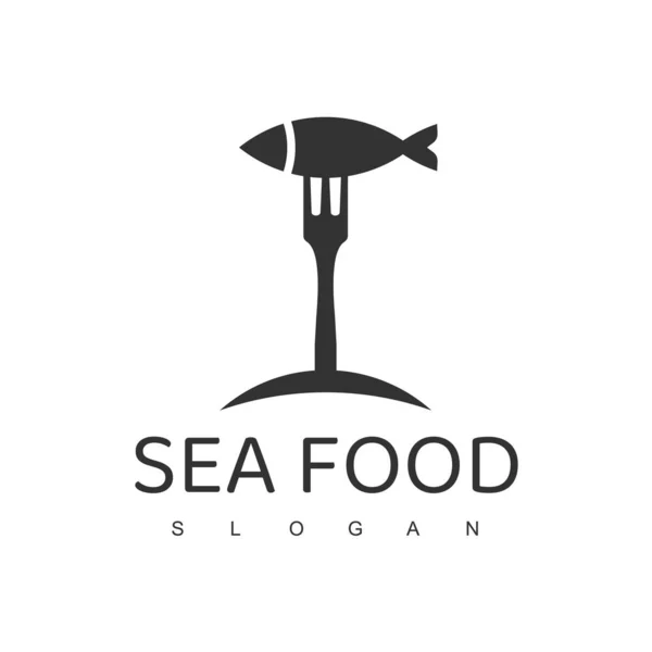 Balık Logosu Şablonu Deniz Ürünleri Restoranı Logosu — Stok Vektör