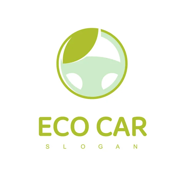 Eco Car Logo Design Template Logotipo Coche Baja Emisión Con — Vector de stock