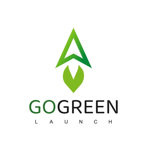 Rocket Logo Design Template Příroda Reforestation Green Concept Logo — Stockový vektor