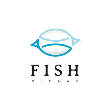 Balık Logosu tasarım şablonu. Deniz ürünleri restoranı ve Balıkçılık Simgesi