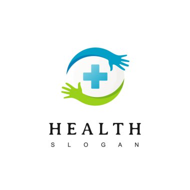 El Sembollü Tıbbi Haç ve Sağlık Logosu Vektör Şablonu