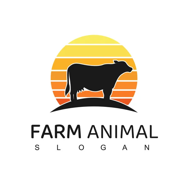 Logotipo Animal Granja Símbolo Granja Vaca — Archivo Imágenes Vectoriales