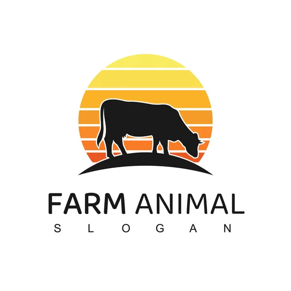 Logotipo Animal Granja Símbolo Granja Vaca — Archivo Imágenes Vectoriales