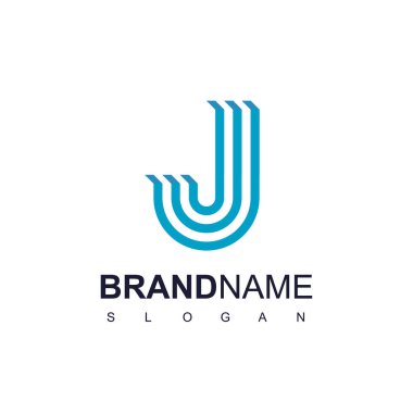 J harfi logo tasarım şablonu