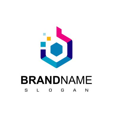 Piksel Küp Logo Şablonu