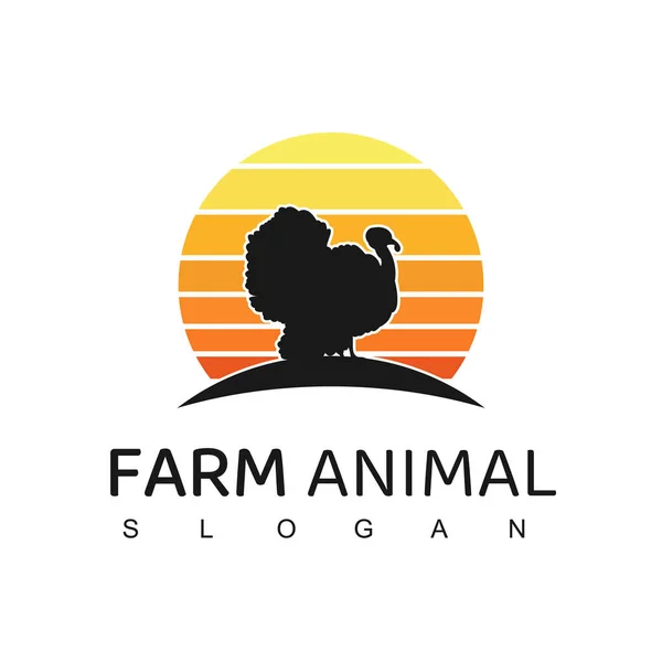 Fattoria Logo Animale Con Simbolo Turchia — Vettoriale Stock