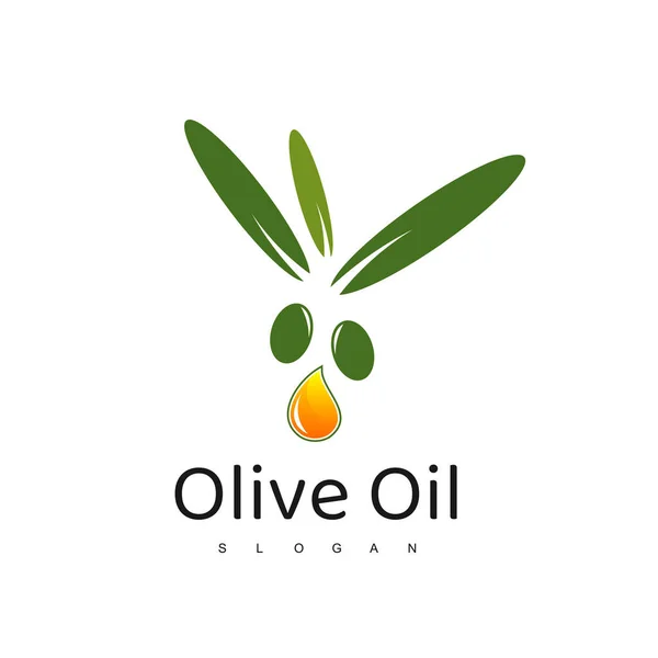 Logo Aceite Oliva Con Símbolo Gotita — Archivo Imágenes Vectoriales