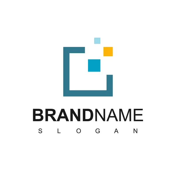 Pixel Square Technologie Logo Design Inspiratie — Stockvector
