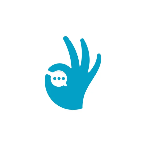 Buen Logotipo Aplicación Chat Con Símbolo Mano — Vector de stock
