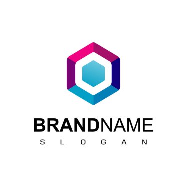 soyut altıgen logo tasarım vektörü