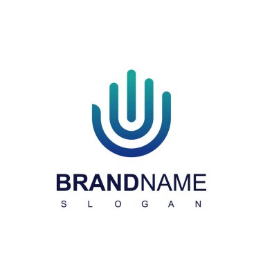 Parmak izi çizgisi sembollü el logosu