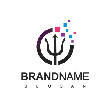 Mızrak Logosu Teknoloji Simgesi Piksel Kullanıyor