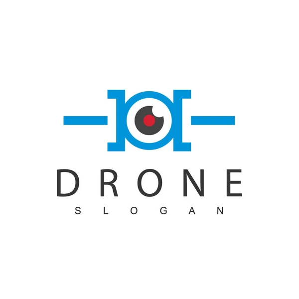 Drone Logo Design Template Lens Photography Icon — Stock Vector