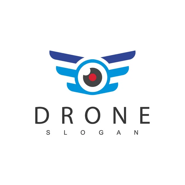 Drone Logo Design Template Lens Photography Icon — Stok Vektör