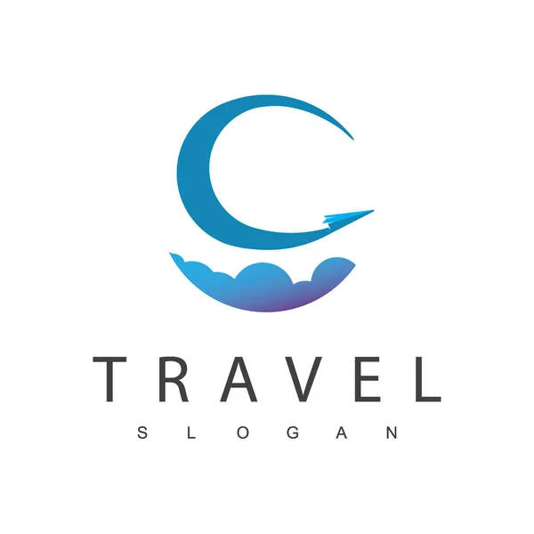 Flying Paper Aircraft Tour Travel Logo — 图库矢量图片