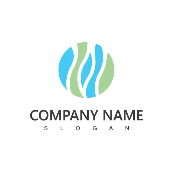 Water Logo Design Template Blue Wave Ecology Element — Stock vektor