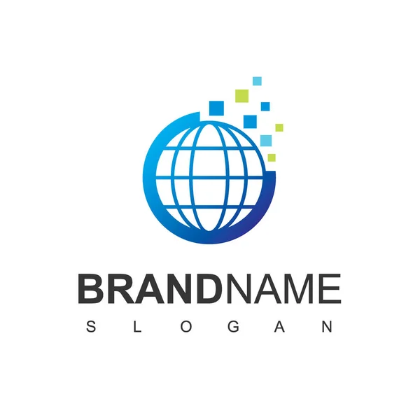 Plantilla Diseño Logotipo Mundo Digital — Archivo Imágenes Vectoriales