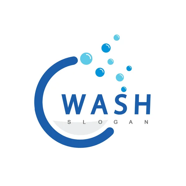Wash Logo Design Template Suitable Car Wash Hand Wash Laundry — Stock Vector
