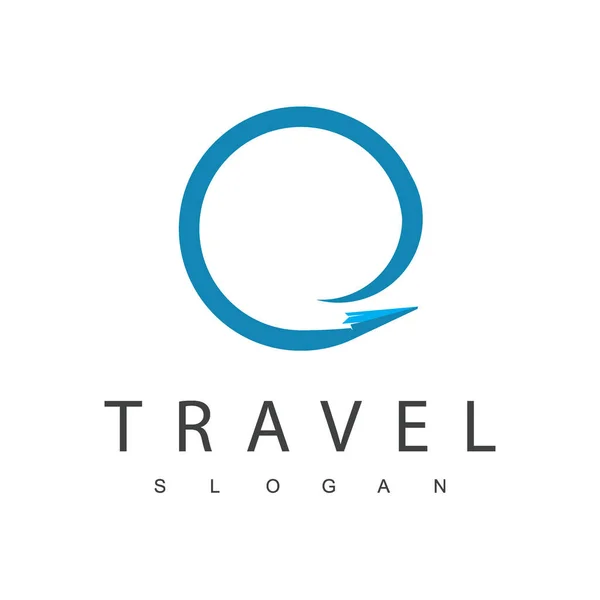 Flying Paper Aircraft Tour Travel Logo — Διανυσματικό Αρχείο