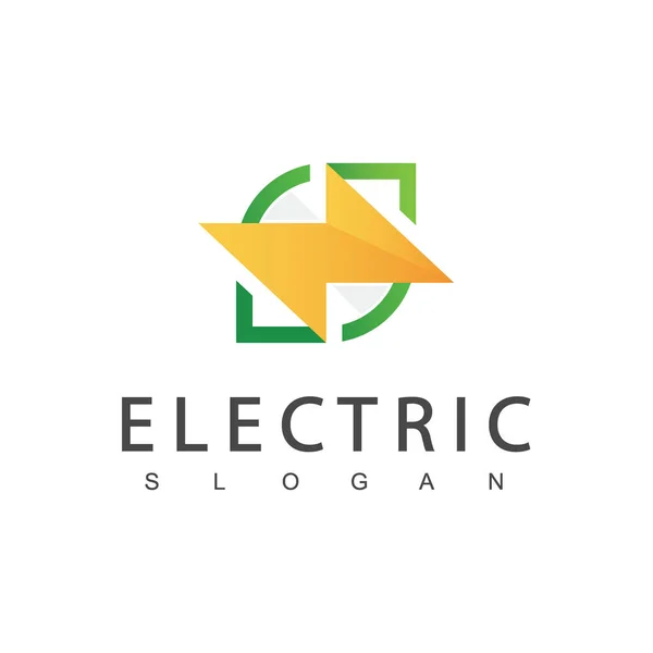 Elektrické Logo Zelené Energie Koncepce Pomocí Šroubu List Ikony — Stockový vektor