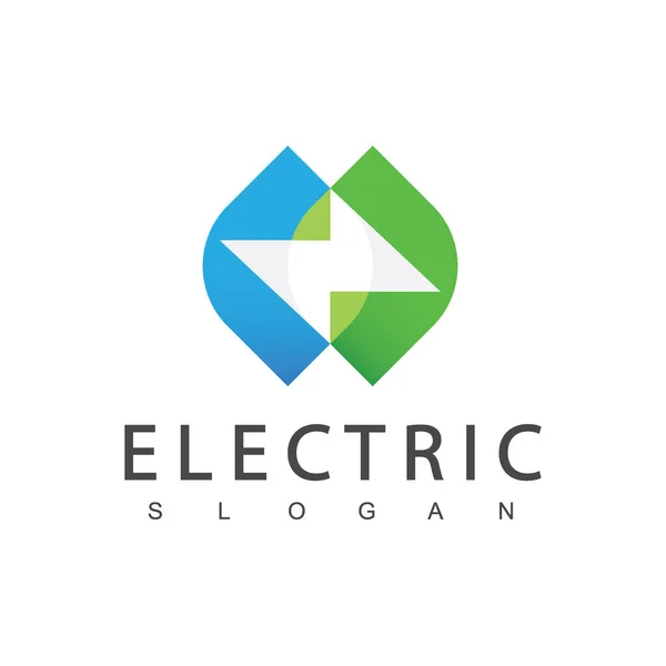 Elektrické Logo Zelené Energie Koncepce Pomocí Šroubu List Ikony — Stockový vektor