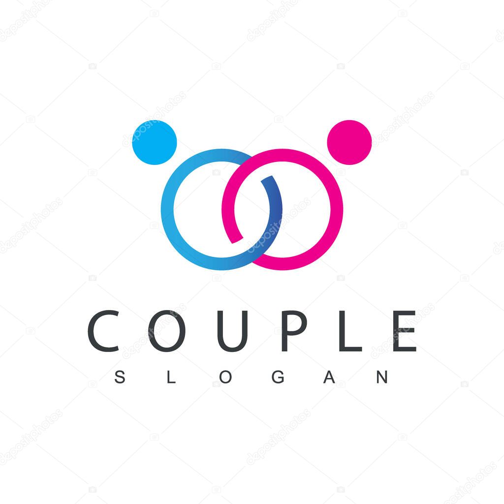 People Couple Logo Design Template