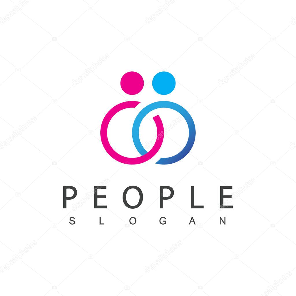 People Couple Logo Design Template