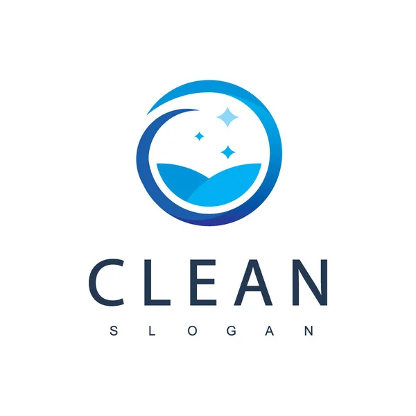 Clean Logo Design Template Geeignet Für Reinigungsservice Haus Halten Und — Stockvektor